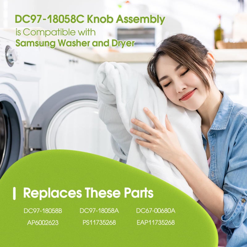 GREALTH Dc97-18058C Control Knob Compatible With Samsung Dryer Or Washer, Knob Assembly Dc67-00680A Dc97-18058A Dc97-18058B Ap6002623 Ps11735268 Eap11735268 - Image 3